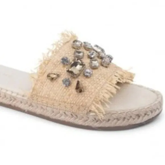 NEW CHOCOLAT BLU Ellis Slide Sandals Natural Raffia for women 563tn