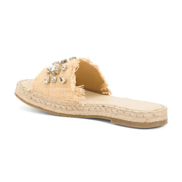 NEW CHOCOLAT BLU Ellis Slide Sandals Natural Raffia for women 563tn