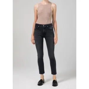 NEW CITIZENS OF HUMANITY ella mid rise slim crop jean in organic film noir