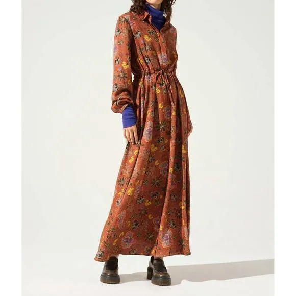 NEW COTELAC floral maxi dress in orange