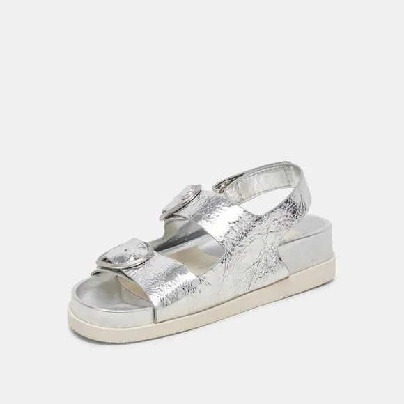 NEW DOLCE VITA Starla Leather Sandals silver for women 253