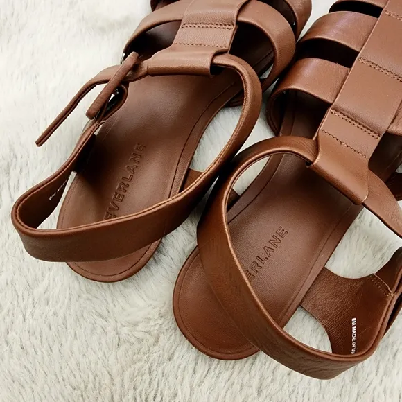 NEW Everlane The Day Brown Leather Fisherman Sandals Rum