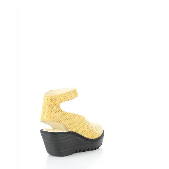 NEW FLY LONDON women's yala376fly perf wedge sandal in bumblebee