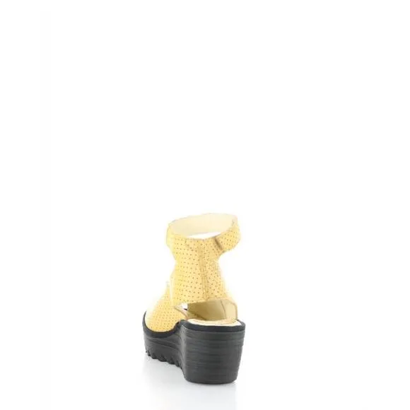 NEW FLY LONDON women's yala376fly perf wedge sandal in bumblebee