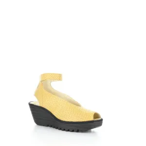 NEW FLY LONDON women's yala376fly perf wedge sandal in bumblebee