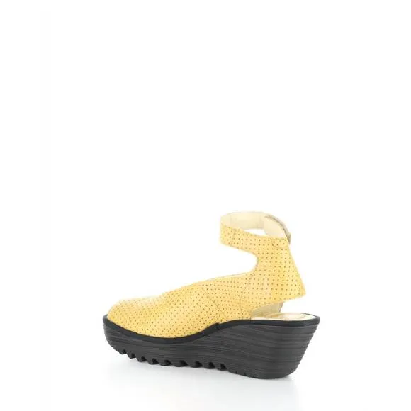 NEW FLY LONDON women's yala376fly perf wedge sandal in bumblebee