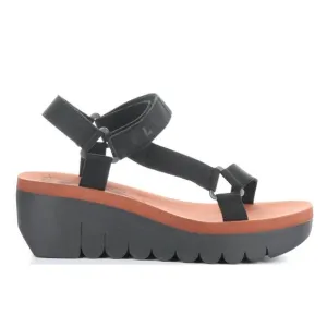 NEW FLY LONDON women's yefa sandals in black/brick