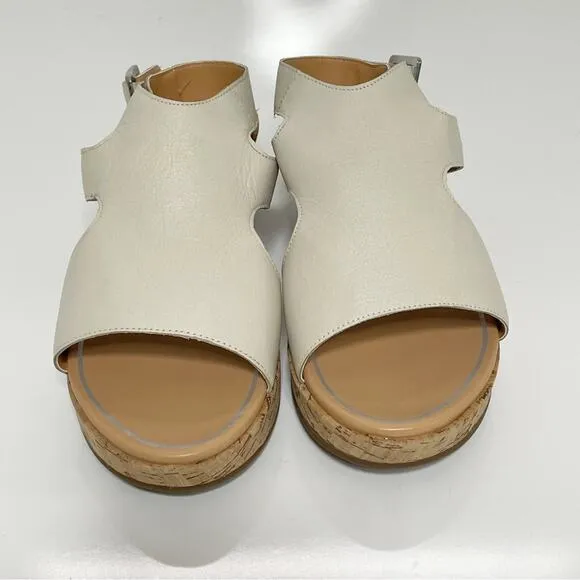 NEW Hush Puppies Maya Ankle Strap Wedge Sandals Light Stone Leather 9.5 Wide