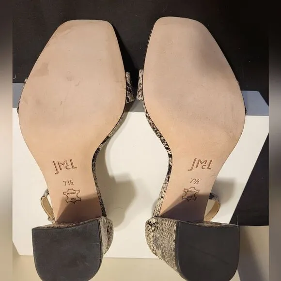 New J. McLaughlin Esme Brown/Tan Snakeskin Embossed Leather Sandals sz.7.5 $248