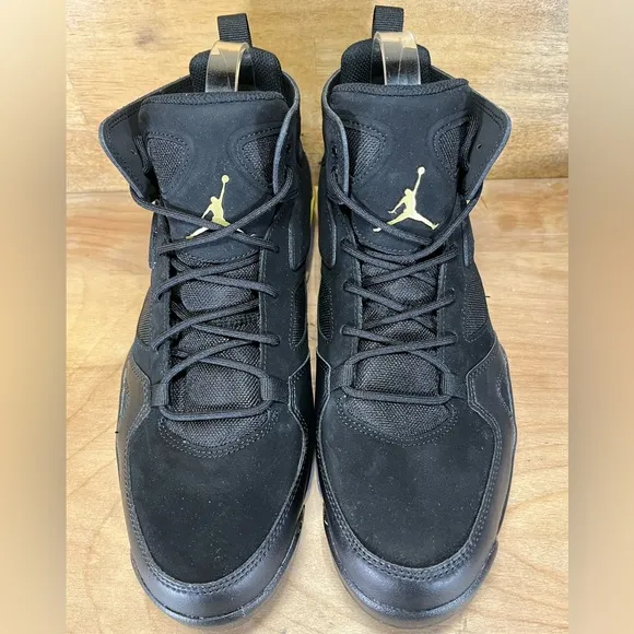 NEW Jordan Flight Club 91 NUBUCK Mens Sz 9.5 Shoes Sneakers Black Metallic Gold