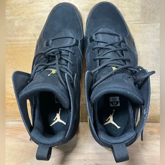 NEW Jordan Flight Club 91 NUBUCK Mens Sz 9.5 Shoes Sneakers Black Metallic Gold