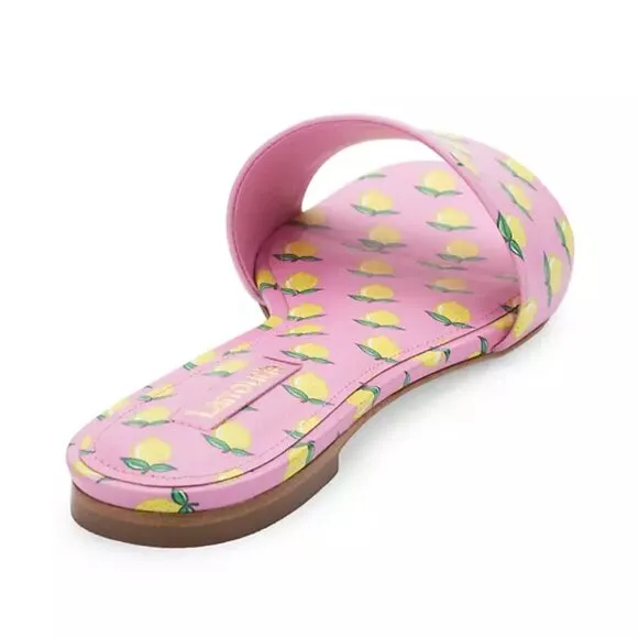 NEW  LARROUDE women  Made In Brazil Leather Ivy Flat Mule Sandals print 253