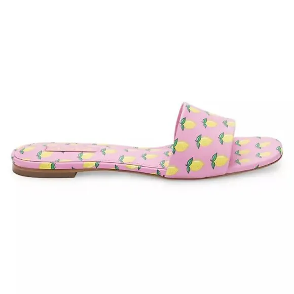 NEW  LARROUDE women  Made In Brazil Leather Ivy Flat Mule Sandals print 253
