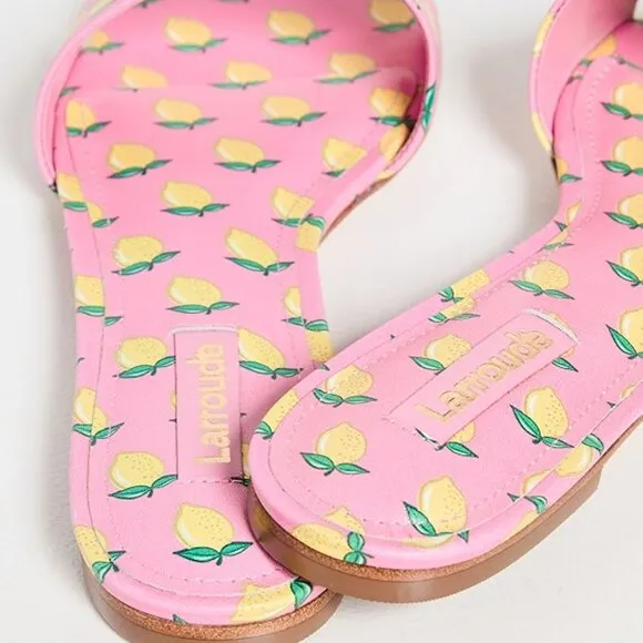 NEW  LARROUDE women  Made In Brazil Leather Ivy Flat Mule Sandals print 253