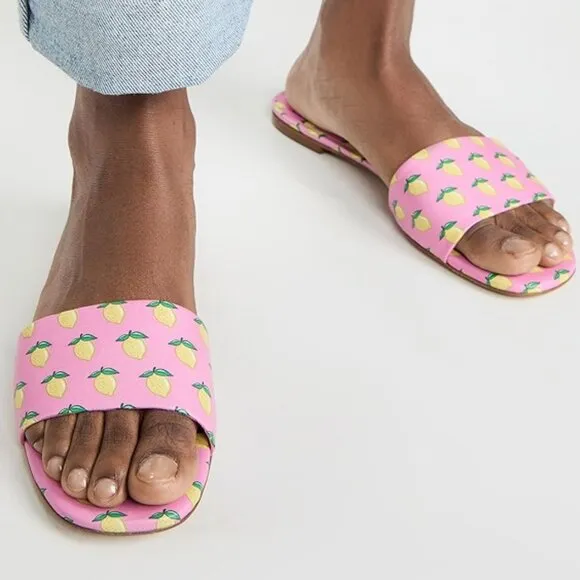 NEW  LARROUDE women  Made In Brazil Leather Ivy Flat Mule Sandals print 253