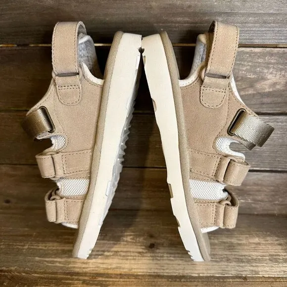 New NIB Big Kids UGG Golden Coast Multistrap Tan Suede Comfort Sandals Size 2‎ Y