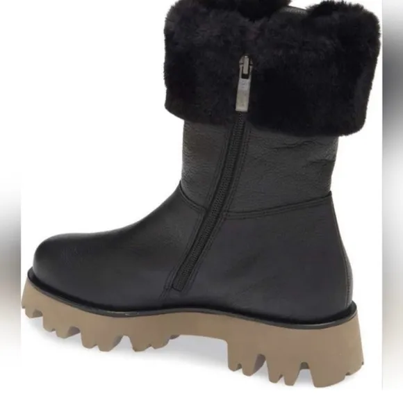 New!‎ Paul Green Paris Fluff Boot Lug Sole Black Leather US 6.5 $500
