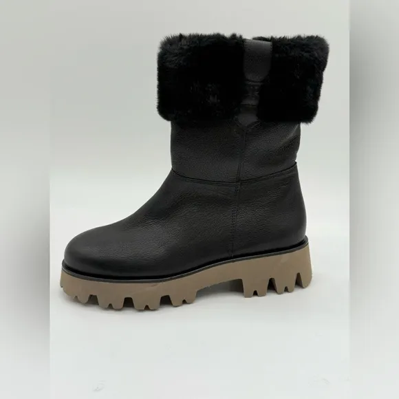 New!‎ Paul Green Paris Fluff Boot Lug Sole Black Leather US 6.5 $500