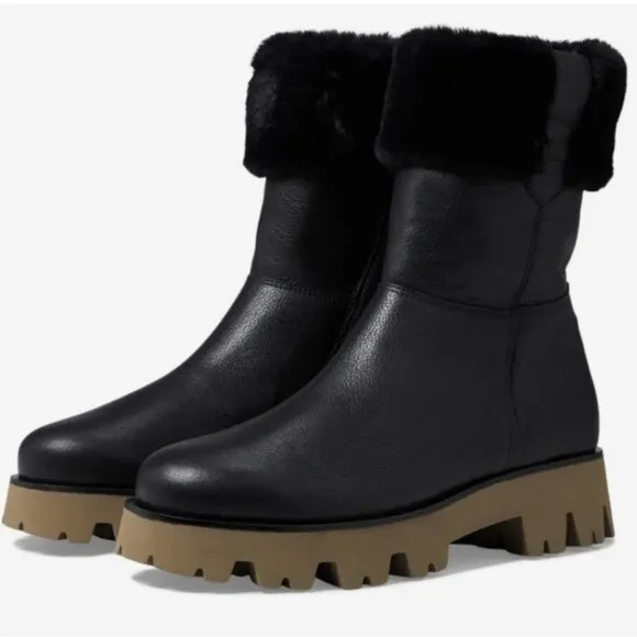 New!‎ Paul Green Paris Fluff Boot Lug Sole Black Leather US 6.5 $500