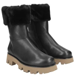 New!‎ Paul Green Paris Fluff Boot Lug Sole Black Leather US 6.5 $500