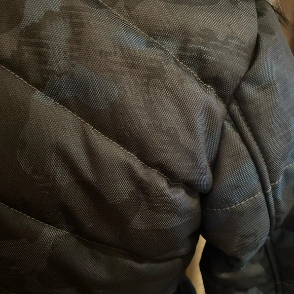 NEW Puffer Jacket Camouflage Real Silver Fox Hood S-L Blue Gray Black Coat Camo