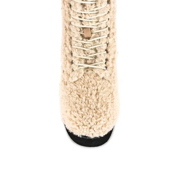 NEW R0AM Combat Cush Faux fur Cozy Boots nude for women 364tn