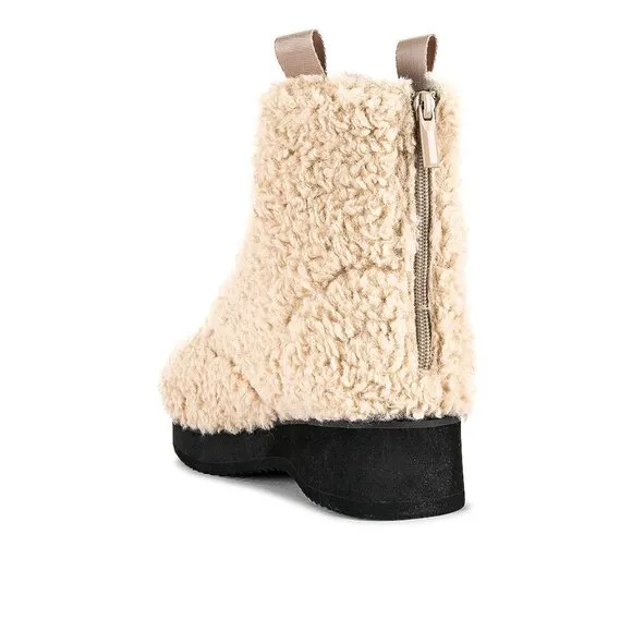 NEW R0AM Combat Cush Faux fur Cozy Boots nude for women 364tn
