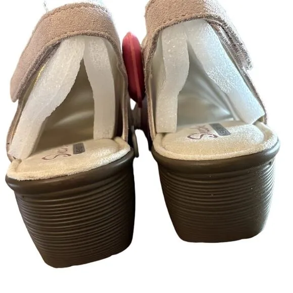 New Skechers Suede Slingback Wedges Sandals Women's Size 10 W Stylin Blush