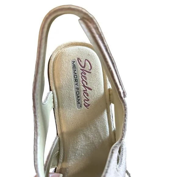 New Skechers Suede Slingback Wedges Sandals Women's Size 10 W Stylin Blush