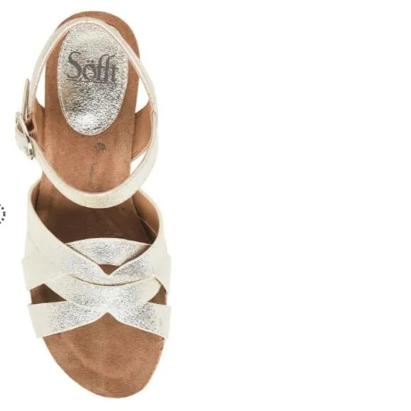 new Sofft Carlana Italian Leather Wedge Sandals  in box Patino 252