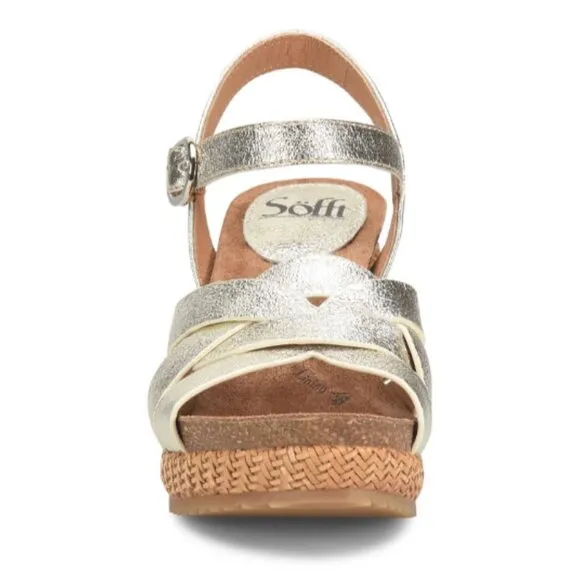 new Sofft Carlana Italian Leather Wedge Sandals  in box Patino 252