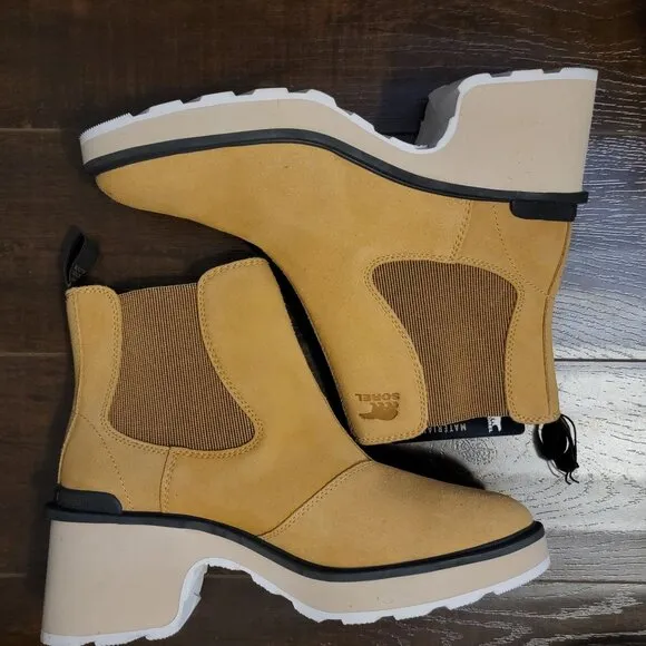 NEW Sorel Hi Line Chelsea Boots Womens 10.5 Neutral Suede Outdoors Y2K
