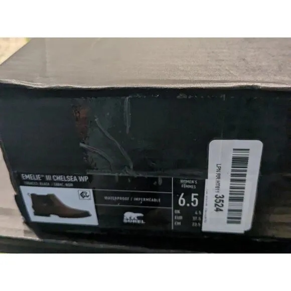 NEW Sorel Women's 6.5 Emelie III Chelsea Tobacco Brown Black Leather Boots