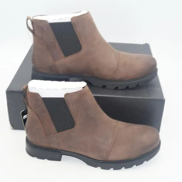 NEW Sorel Women's 6.5 Emelie III Chelsea Tobacco Brown Black Leather Boots