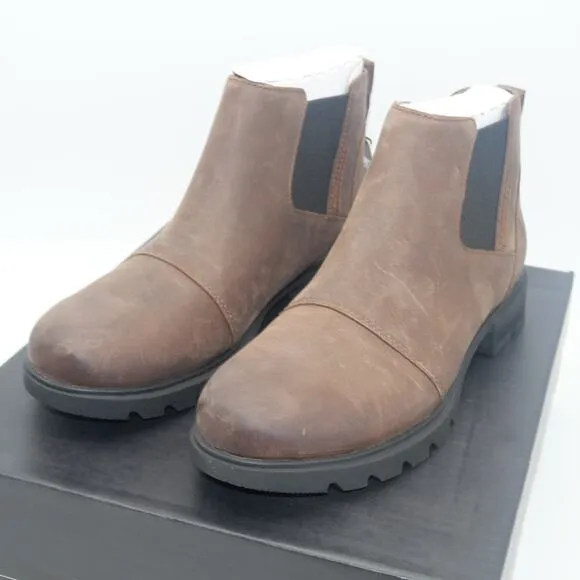 NEW Sorel Women's 6.5 Emelie III Chelsea Tobacco Brown Black Leather Boots