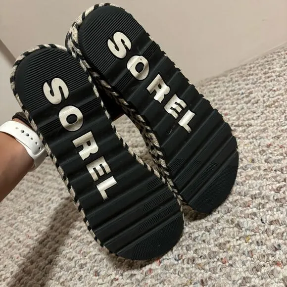 NEW Sorel Cameron Flatform Sandals Black Limited Edition- Size 11 Women's