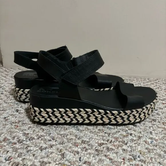 NEW Sorel Cameron Flatform Sandals Black Limited Edition- Size 11 Women's