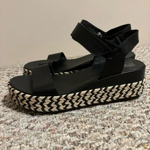 NEW Sorel Cameron Flatform Sandals Black Limited Edition- Size 11 Women's