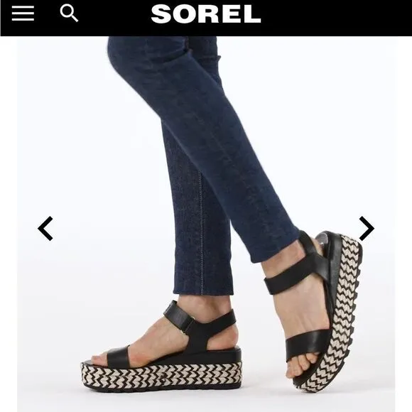 NEW Sorel Cameron Flatform Sandals Black Limited Edition- Size 11 Women's