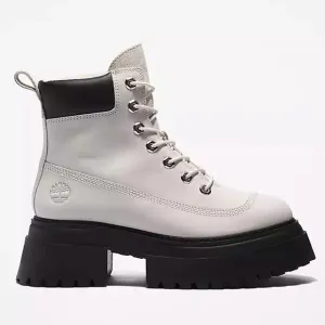 NEW Timberland Sky 6-Inch Platform Lace-up Boots White/Black