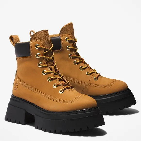 NEW Timberland Wheat 6&quot; Nubuck Suede Sky Lug Sole Chunky Platform Boots