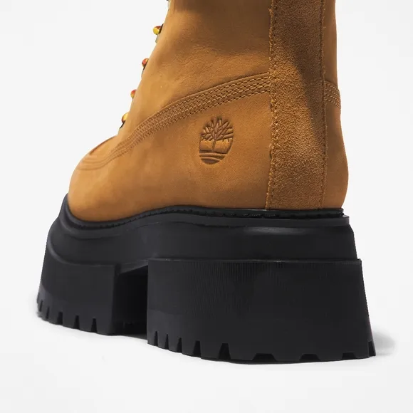 NEW Timberland Wheat 6&quot; Nubuck Suede Sky Lug Sole Chunky Platform Boots