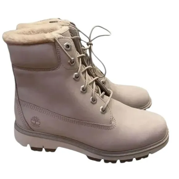 NEW Timberland Lucia Way Women's Lt Taupe Nubuck Leather Warmlined Boots 8