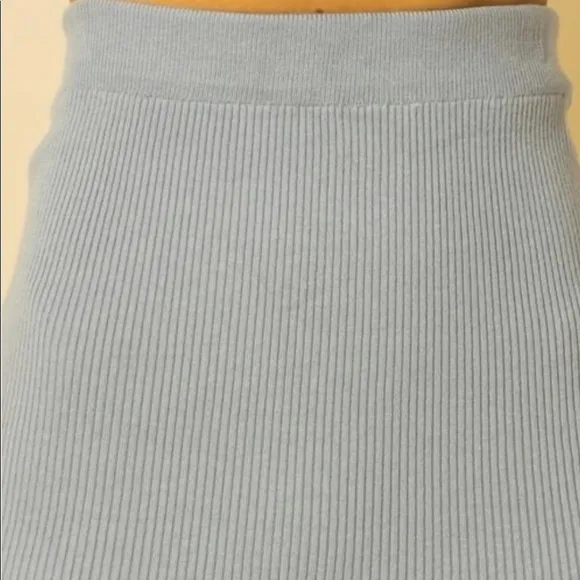 NEW TRENDY BURGUNDY HIGH WAISTED RIBBED KNIT PENCIL SKIRT