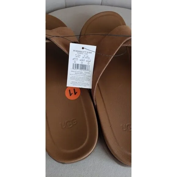 NEW UGG MEN'S WAINSCOTT SLIDE CHESTNUT SUEDE SANDALS SLIPPERS SZ 11
