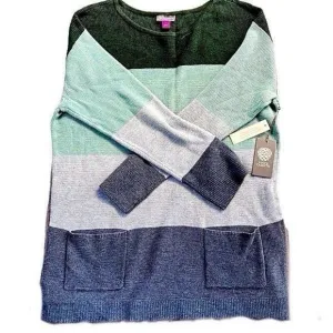 NEW Vince Camuto Oversized Green &amp; Gray Sweater‎ Tunic — SZ L (Closer to 1X)