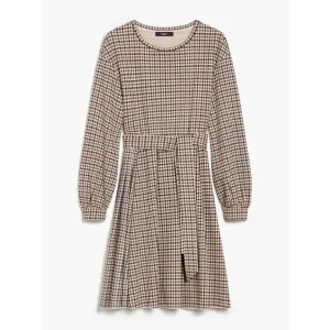 NEW WEEKEND MAX MARA vetta fit and flare houndstooth dress in camel