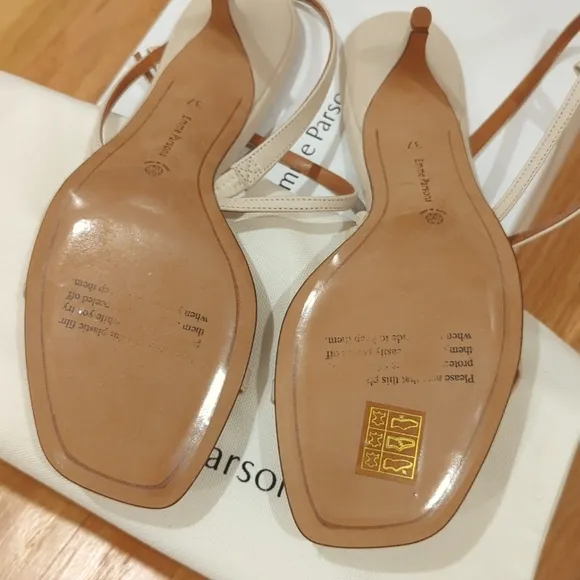 New with Box Emme Parsons Hugo Strappy Heeled Sandal in Ivory Nappa Sz 7