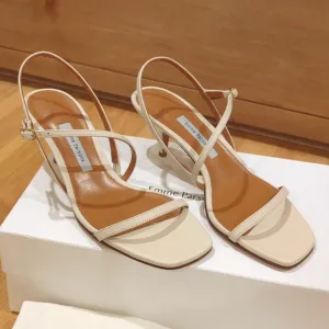 New with Box Emme Parsons Hugo Strappy Heeled Sandal in Ivory Nappa Sz 7