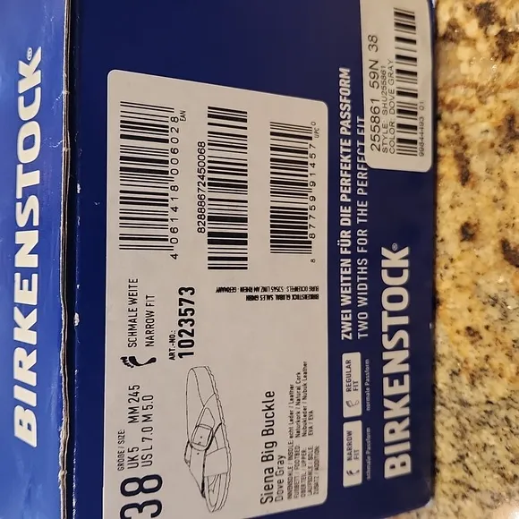 New With Tags Birkenstock Sienna Big Buckle Dove Gray Sandals 38